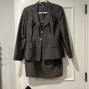 gray silk cocktail suit